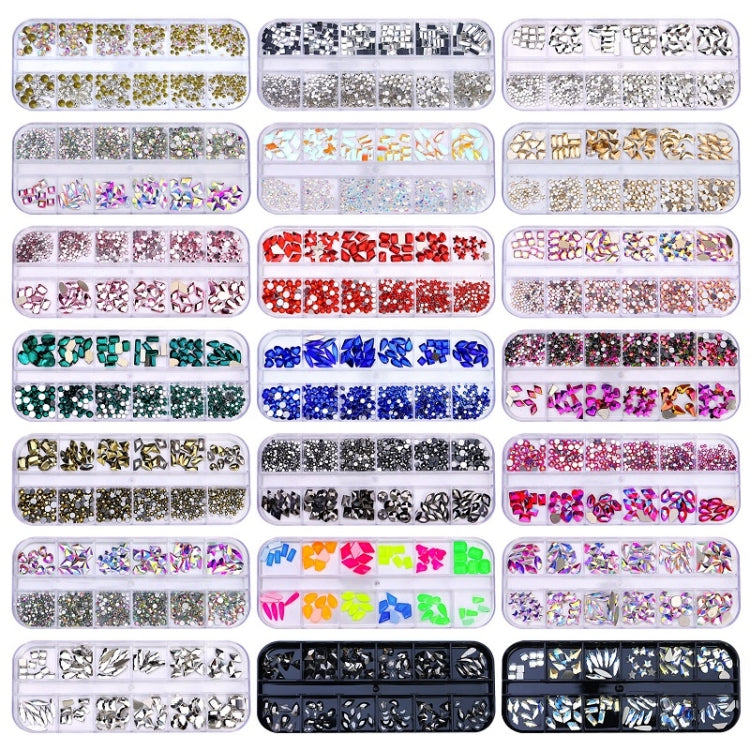 12 Grid Flat Bottom Shaped Nail Rhinestones Nail Decoration, 01, 02, 03, 04, 05, 06, 07, 08, 09, 10, 11, 12, 13, 14, 15, 16, 17, 18, 19, 20, 21, 22, 23, 24, 25, 26, 27, 28