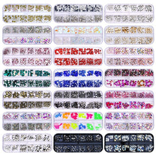 Load image into Gallery viewer, 12 Grid Flat Bottom Shaped Nail Rhinestones Nail Decoration, 01, 02, 03, 04, 05, 06, 07, 08, 09, 10, 11, 12, 13, 14, 15, 16, 17, 18, 19, 20, 21, 22, 23, 24, 25, 26, 27, 28