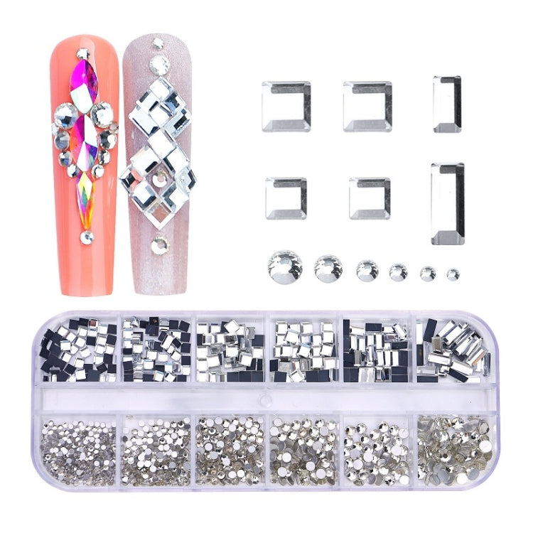 12 Grid Flat Bottom Shaped Nail Rhinestones Nail Decoration, 01, 02, 03, 04, 05, 06, 07, 08, 09, 10, 11, 12, 13, 14, 15, 16, 17, 18, 19, 20, 21, 22, 23, 24, 25, 26, 27, 28