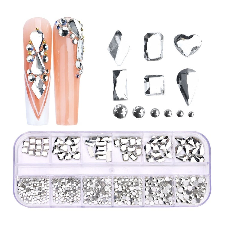 12 Grid Flat Bottom Shaped Nail Rhinestones Nail Decoration, 01, 02, 03, 04, 05, 06, 07, 08, 09, 10, 11, 12, 13, 14, 15, 16, 17, 18, 19, 20, 21, 22, 23, 24, 25, 26, 27, 28