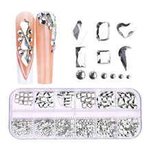 Load image into Gallery viewer, 12 Grid Flat Bottom Shaped Nail Rhinestones Nail Decoration, 01, 02, 03, 04, 05, 06, 07, 08, 09, 10, 11, 12, 13, 14, 15, 16, 17, 18, 19, 20, 21, 22, 23, 24, 25, 26, 27, 28