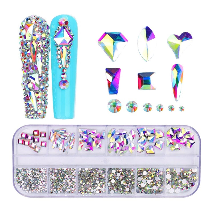 12 Grid Flat Bottom Shaped Nail Rhinestones Nail Decoration, 01, 02, 03, 04, 05, 06, 07, 08, 09, 10, 11, 12, 13, 14, 15, 16, 17, 18, 19, 20, 21, 22, 23, 24, 25, 26, 27, 28