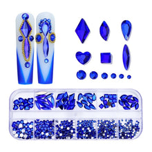 Load image into Gallery viewer, 12 Grid Flat Bottom Shaped Nail Rhinestones Nail Decoration, 01, 02, 03, 04, 05, 06, 07, 08, 09, 10, 11, 12, 13, 14, 15, 16, 17, 18, 19, 20, 21, 22, 23, 24, 25, 26, 27, 28