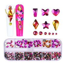Load image into Gallery viewer, 12 Grid Flat Bottom Shaped Nail Rhinestones Nail Decoration, 01, 02, 03, 04, 05, 06, 07, 08, 09, 10, 11, 12, 13, 14, 15, 16, 17, 18, 19, 20, 21, 22, 23, 24, 25, 26, 27, 28