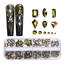 Load image into Gallery viewer, 12 Grid Flat Bottom Shaped Nail Rhinestones Nail Decoration, 01, 02, 03, 04, 05, 06, 07, 08, 09, 10, 11, 12, 13, 14, 15, 16, 17, 18, 19, 20, 21, 22, 23, 24, 25, 26, 27, 28