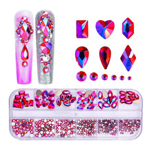 Load image into Gallery viewer, 12 Grid Flat Bottom Shaped Nail Rhinestones Nail Decoration, 01, 02, 03, 04, 05, 06, 07, 08, 09, 10, 11, 12, 13, 14, 15, 16, 17, 18, 19, 20, 21, 22, 23, 24, 25, 26, 27, 28