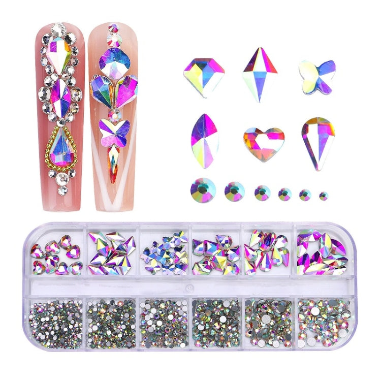 12 Grid Flat Bottom Shaped Nail Rhinestones Nail Decoration, 01, 02, 03, 04, 05, 06, 07, 08, 09, 10, 11, 12, 13, 14, 15, 16, 17, 18, 19, 20, 21, 22, 23, 24, 25, 26, 27, 28