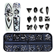 Load image into Gallery viewer, 12 Grid Flat Bottom Shaped Nail Rhinestones Nail Decoration, 01, 02, 03, 04, 05, 06, 07, 08, 09, 10, 11, 12, 13, 14, 15, 16, 17, 18, 19, 20, 21, 22, 23, 24, 25, 26, 27, 28