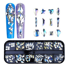 Load image into Gallery viewer, 12 Grid Flat Bottom Shaped Nail Rhinestones Nail Decoration, 01, 02, 03, 04, 05, 06, 07, 08, 09, 10, 11, 12, 13, 14, 15, 16, 17, 18, 19, 20, 21, 22, 23, 24, 25, 26, 27, 28