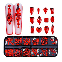 Load image into Gallery viewer, 12 Grid Flat Bottom Shaped Nail Rhinestones Nail Decoration, 01, 02, 03, 04, 05, 06, 07, 08, 09, 10, 11, 12, 13, 14, 15, 16, 17, 18, 19, 20, 21, 22, 23, 24, 25, 26, 27, 28