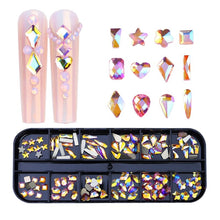 Load image into Gallery viewer, 12 Grid Flat Bottom Shaped Nail Rhinestones Nail Decoration, 01, 02, 03, 04, 05, 06, 07, 08, 09, 10, 11, 12, 13, 14, 15, 16, 17, 18, 19, 20, 21, 22, 23, 24, 25, 26, 27, 28
