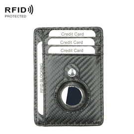 TQ-319 Anti-Theft Anti-Lost Tracker Leather Card Holder For AirTag 2nd Gen / AirTag 1st Gen, Carbon Fiber (Black), Carbon Fiber (Brown), Flat Pattern (Black), Flat Pattern (Brown)