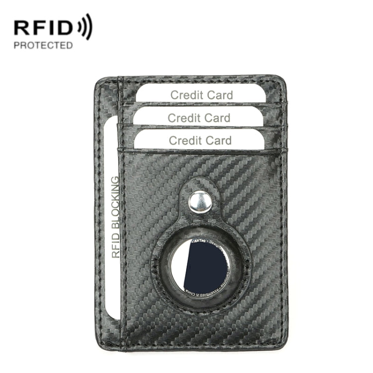 TQ-319 Anti-Theft Anti-Lost Tracker Leather Card Holder For AirTag 2nd Gen / AirTag 1st Gen, Carbon Fiber (Black), Carbon Fiber (Brown), Flat Pattern (Brown)