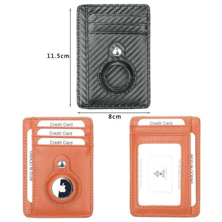 TQ-319 Anti-Theft Anti-Lost Tracker Leather Card Holder For AirTag 2nd Gen / AirTag 1st Gen, Carbon Fiber (Black), Carbon Fiber (Brown), Flat Pattern (Brown)