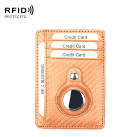 TQ-319 Anti-Theft Anti-Lost Tracker Leather Card Holder For AirTag 2nd Gen / AirTag 1st Gen, Carbon Fiber (Black), Carbon Fiber (Brown), Flat Pattern (Black), Flat Pattern (Brown)