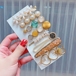 Alloy Colorful Hairpin Headgear Pearl Rhinestone Clip Set, 8PCS/Set Heavy Work, 8PCS/Set Cherry, 8PCS/Set Pink Cherry, 8PCS/Set Starfish, 7PCS/Set Mermaid, 4PCS/Set Light Blue, 6PCS/Set Purple, 7PCS/Set Yellow Heart, 7PCS/Set Diamond Hand              ...