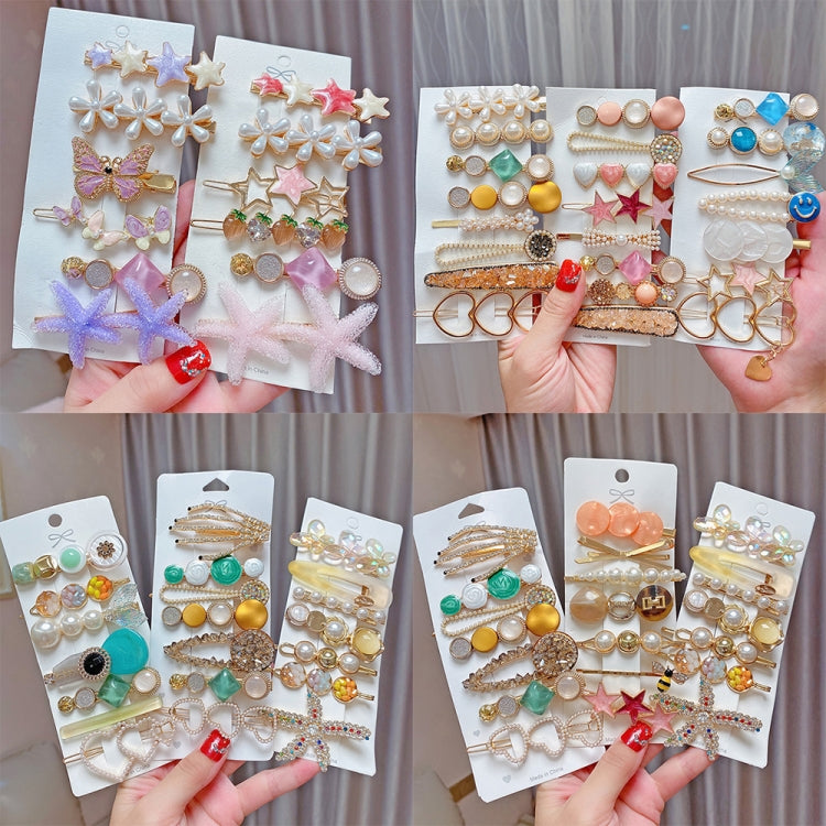 Alloy Colorful Hairpin Headgear Pearl Rhinestone Clip Set, 8PCS/Set Heavy Work, 8PCS/Set Cherry, 8PCS/Set Pink Cherry, 8PCS/Set Starfish, 7PCS/Set Mermaid, 4PCS/Set Light Blue, 6PCS/Set Purple, 7PCS/Set Diamond Hand, 7PCS/Set Gradient Green            ...