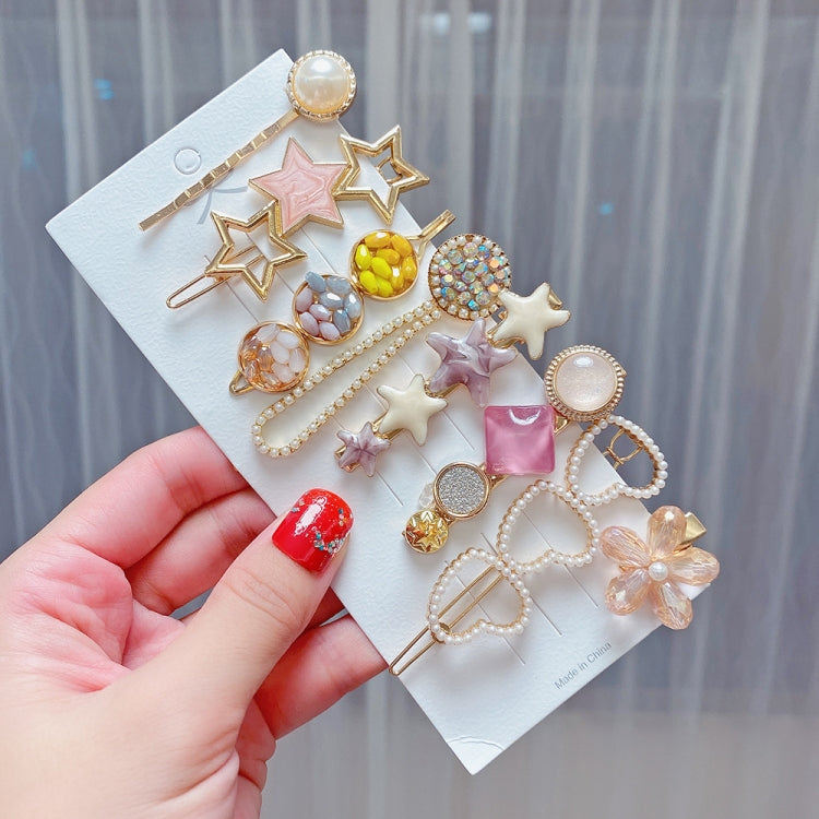 Alloy Colorful Hairpin Headgear Pearl Rhinestone Clip Set, 8PCS/Set Heavy Work, 8PCS/Set Cherry, 8PCS/Set Pink Cherry, 8PCS/Set Starfish, 7PCS/Set Mermaid, 4PCS/Set Light Blue, 6PCS/Set Purple, 7PCS/Set Diamond Hand, 7PCS/Set Gradient Green            ...