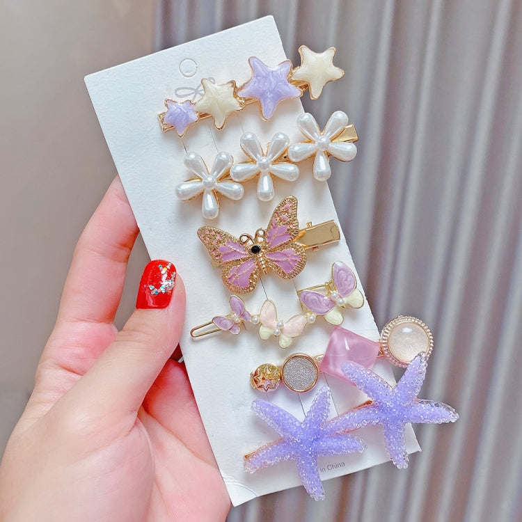 Alloy Colorful Hairpin Headgear Pearl Rhinestone Clip Set, 8PCS/Set Heavy Work, 8PCS/Set Cherry, 8PCS/Set Pink Cherry, 8PCS/Set Starfish, 7PCS/Set Mermaid, 4PCS/Set Light Blue, 6PCS/Set Purple, 7PCS/Set Diamond Hand, 7PCS/Set Gradient Green            ...