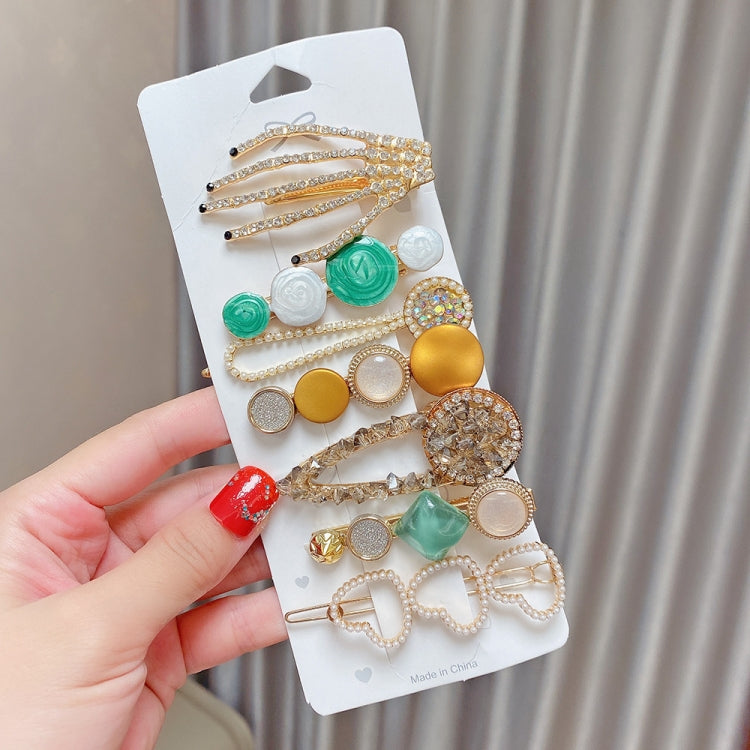 Alloy Colorful Hairpin Headgear Pearl Rhinestone Clip Set, 8PCS/Set Heavy Work, 8PCS/Set Cherry, 8PCS/Set Pink Cherry, 8PCS/Set Starfish, 7PCS/Set Mermaid, 4PCS/Set Light Blue, 6PCS/Set Purple, 7PCS/Set Diamond Hand, 7PCS/Set Gradient Green            ...