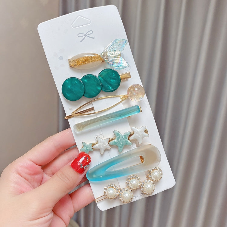 Alloy Colorful Hairpin Headgear Pearl Rhinestone Clip Set, 8PCS/Set Heavy Work, 8PCS/Set Cherry, 8PCS/Set Pink Cherry, 8PCS/Set Starfish, 7PCS/Set Mermaid, 4PCS/Set Light Blue, 6PCS/Set Purple, 7PCS/Set Diamond Hand, 7PCS/Set Gradient Green            ...