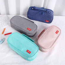 Load image into Gallery viewer, Large Capacity Multi-layer Portable Stationery Bag Canvas Pen Bag, Black, Green, Grey, Pink, Navy Blue, Blue