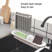 Load image into Gallery viewer, Disassembly With Towel Pole Telescopic Sink Rack, White, Grey