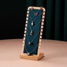 Load image into Gallery viewer, Simple Solid Wood Necklace Display Stand Jewelry Props Necklace Hanger, Black Skin, White Skin, Beige Velvet, Ink Green