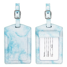 Load image into Gallery viewer, Marbled PU Leather Luggage Tag Oil Edge Sewing With Metal Hardware Buckle