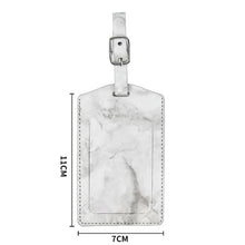 Load image into Gallery viewer, Marbled PU Leather Luggage Tag Oil Edge Sewing With Metal Hardware Buckle