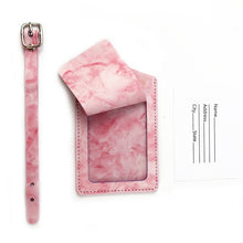 Load image into Gallery viewer, Marbled PU Leather Luggage Tag Oil Edge Sewing With Metal Hardware Buckle