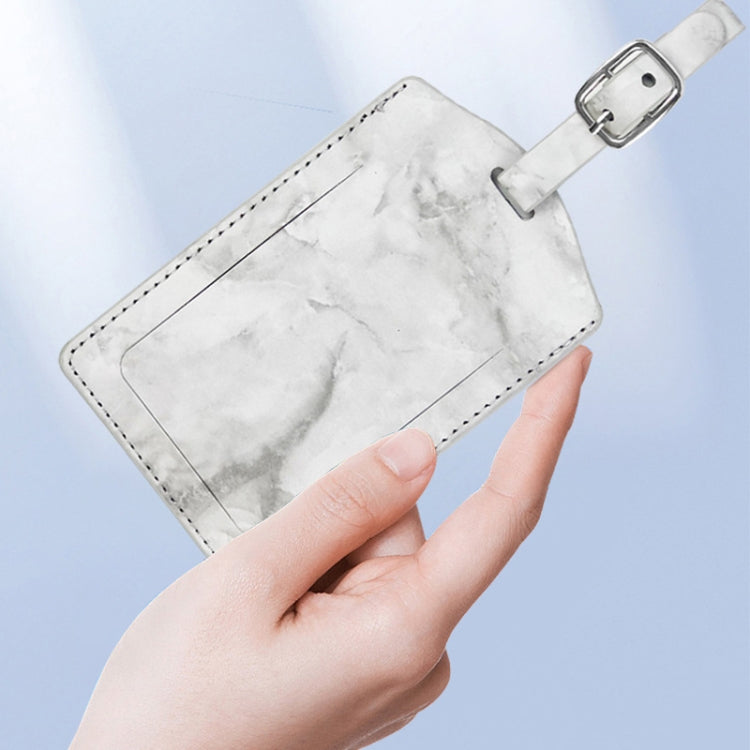Marbled PU Leather Luggage Tag Oil Edge Sewing With Metal Hardware Buckle