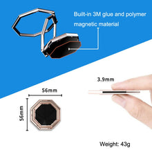 Load image into Gallery viewer, Metal Ring Buckle Live Rotating Magnetic Suction Car Desktop Tablet Folding Phone Bracket, Black, Silver, Rose Red, Bagua Map