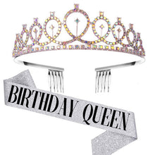 Load image into Gallery viewer, WM-02 Crystal Diamond Birthday Party Wedding Updo Crown, Color: Gold Queen Set1, Silver, Gold, Rose Gold, AB Diamond, Gold Queen, AB Silver Queen, Silver Queen, Rose Gold Queen, Golden Queen, Silver Girl, AB Gold Girl, Gold Girl, Rose Gold Girl        ...