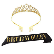 Load image into Gallery viewer, WM-02 Crystal Diamond Birthday Party Wedding Updo Crown, Color: Gold Queen Set1, Silver, Gold, Rose Gold, AB Diamond, Gold Queen, AB Silver Queen, Silver Queen, Rose Gold Queen, Golden Queen, Silver Girl, AB Gold Girl, Gold Girl, Rose Gold Girl        ...