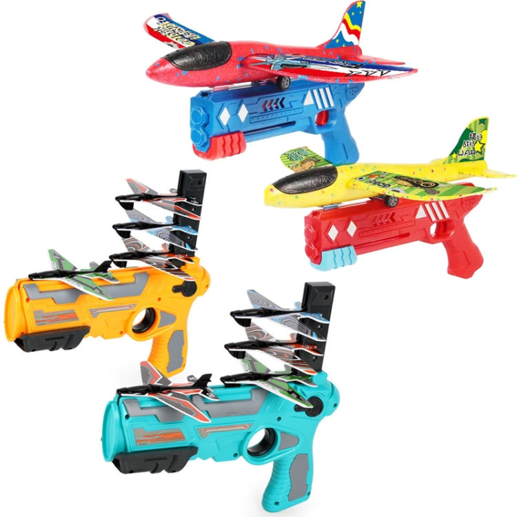 BY-0212 Foam Plane Hand Throw Catapult Aircraft Launcher Glider Model, Blue Catapult + 4 x Planes Random Color