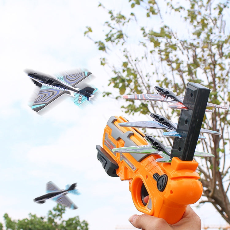 BY-0212 Foam Plane Hand Throw Catapult Aircraft Launcher Glider Model, Blue Catapult + 4 x Planes Random Color