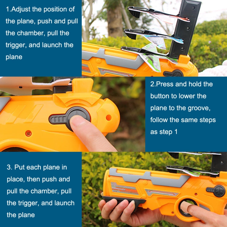 BY-0212 Foam Plane Hand Throw Catapult Aircraft Launcher Glider Model, Blue Catapult + 4 x Planes Random Color