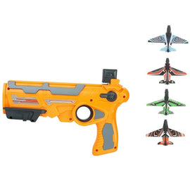 BY-0212 Foam Plane Hand Throw Catapult Aircraft Launcher Glider Model, Blue Catapult + 4 x Planes Random Color