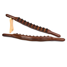Load image into Gallery viewer, Carbonized Double Row 20-bead Massage Rolling Stick Meridian Dredging Stick, 58cm 20 Beads