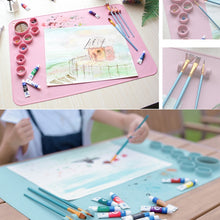 Load image into Gallery viewer, Silicone Children Drawing Pad Wipeable Washable Paint Palettes, Blue, Pink
