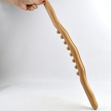 Load image into Gallery viewer, Eight-beaded Beech Wood Massage Stick Meridian Dredging Rolling Stick, 53cm 8 Beads