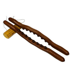 Eight-bead Beech Wood Carbonized Massage Stick Rolling Tendon Scraping Stick, Carbonized  53cm 8 Beads