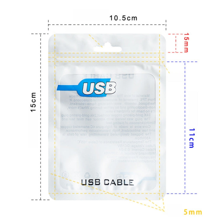 100 PCS  USB Cable Packaging Bag Data Cable Bag Ziplock Bag