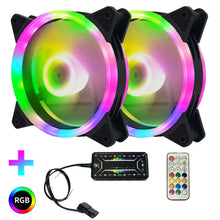 Load image into Gallery viewer, Computer CPU RGB luminous Radiator, 1 Fan+Remote Control, 2 Fans+Remote Control, 3 Fans+Remote Control, 4 Fans+Remote Control, 5 Fans+Remote Control, 6 Fans+Remote Control, 7 Fans+Remote Control, 8 Fans+Remote Control