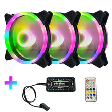 Load image into Gallery viewer, Computer CPU RGB luminous Radiator, 1 Fan+Remote Control, 2 Fans+Remote Control, 3 Fans+Remote Control, 4 Fans+Remote Control, 5 Fans+Remote Control, 6 Fans+Remote Control, 7 Fans+Remote Control, 8 Fans+Remote Control