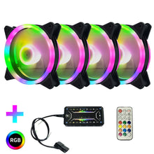 Load image into Gallery viewer, Computer CPU RGB luminous Radiator, 1 Fan+Remote Control, 2 Fans+Remote Control, 3 Fans+Remote Control, 4 Fans+Remote Control, 5 Fans+Remote Control, 6 Fans+Remote Control, 7 Fans+Remote Control, 8 Fans+Remote Control