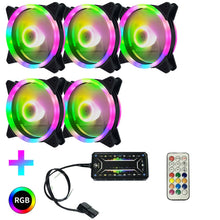 Load image into Gallery viewer, Computer CPU RGB luminous Radiator, 1 Fan+Remote Control, 2 Fans+Remote Control, 3 Fans+Remote Control, 4 Fans+Remote Control, 5 Fans+Remote Control, 6 Fans+Remote Control, 7 Fans+Remote Control, 8 Fans+Remote Control