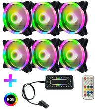 Load image into Gallery viewer, Computer CPU RGB luminous Radiator, 1 Fan+Remote Control, 2 Fans+Remote Control, 3 Fans+Remote Control, 4 Fans+Remote Control, 5 Fans+Remote Control, 6 Fans+Remote Control, 7 Fans+Remote Control, 8 Fans+Remote Control