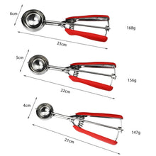 Load image into Gallery viewer, 304 Stainless Steel Silicone Handle Ice Cream Scoop, Diameter, 4cm, 5cm, 6cm